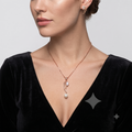 Rose Gold Pearl Drop Stone studded pendant set