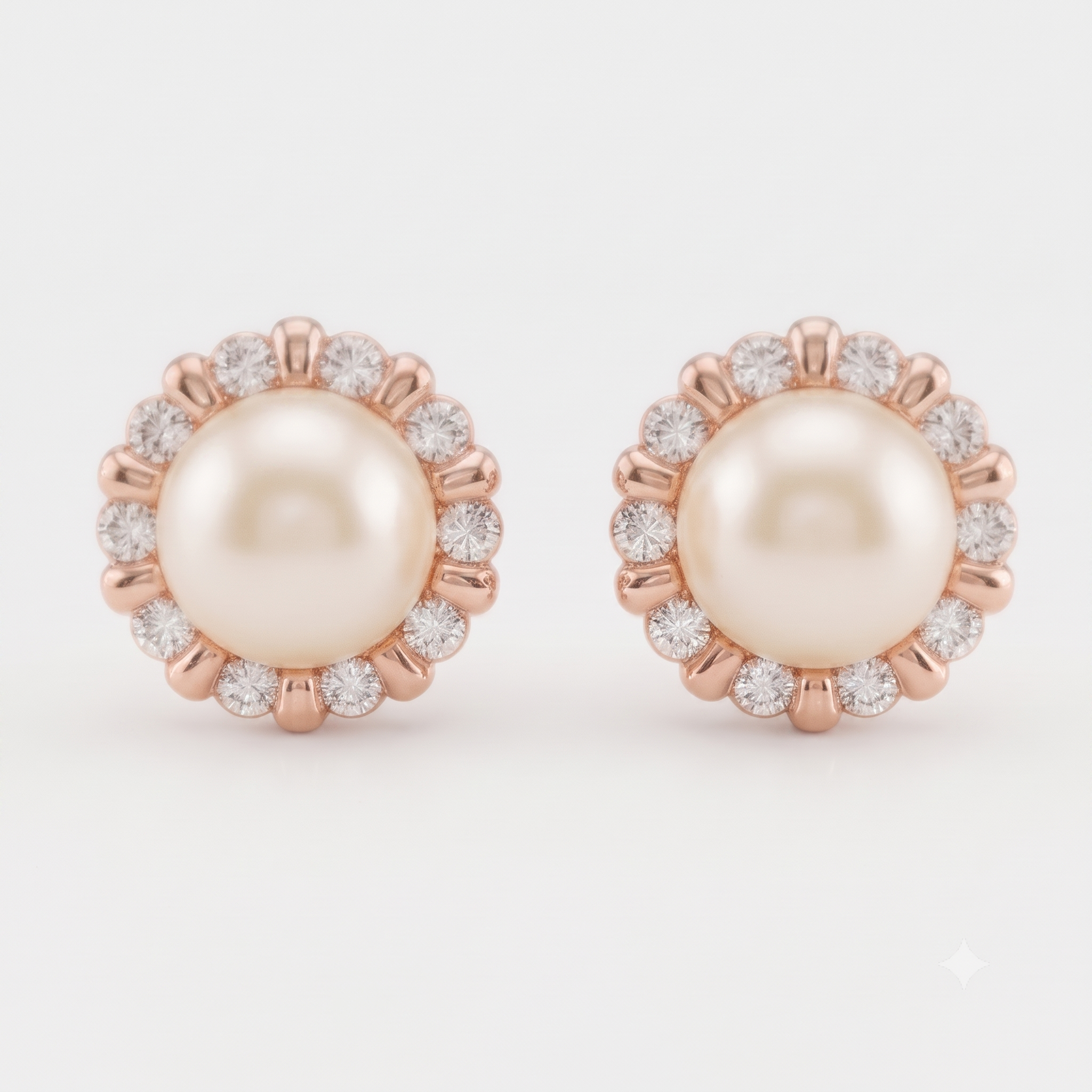 Rose Gold Pearl Blossom Stud Earrings