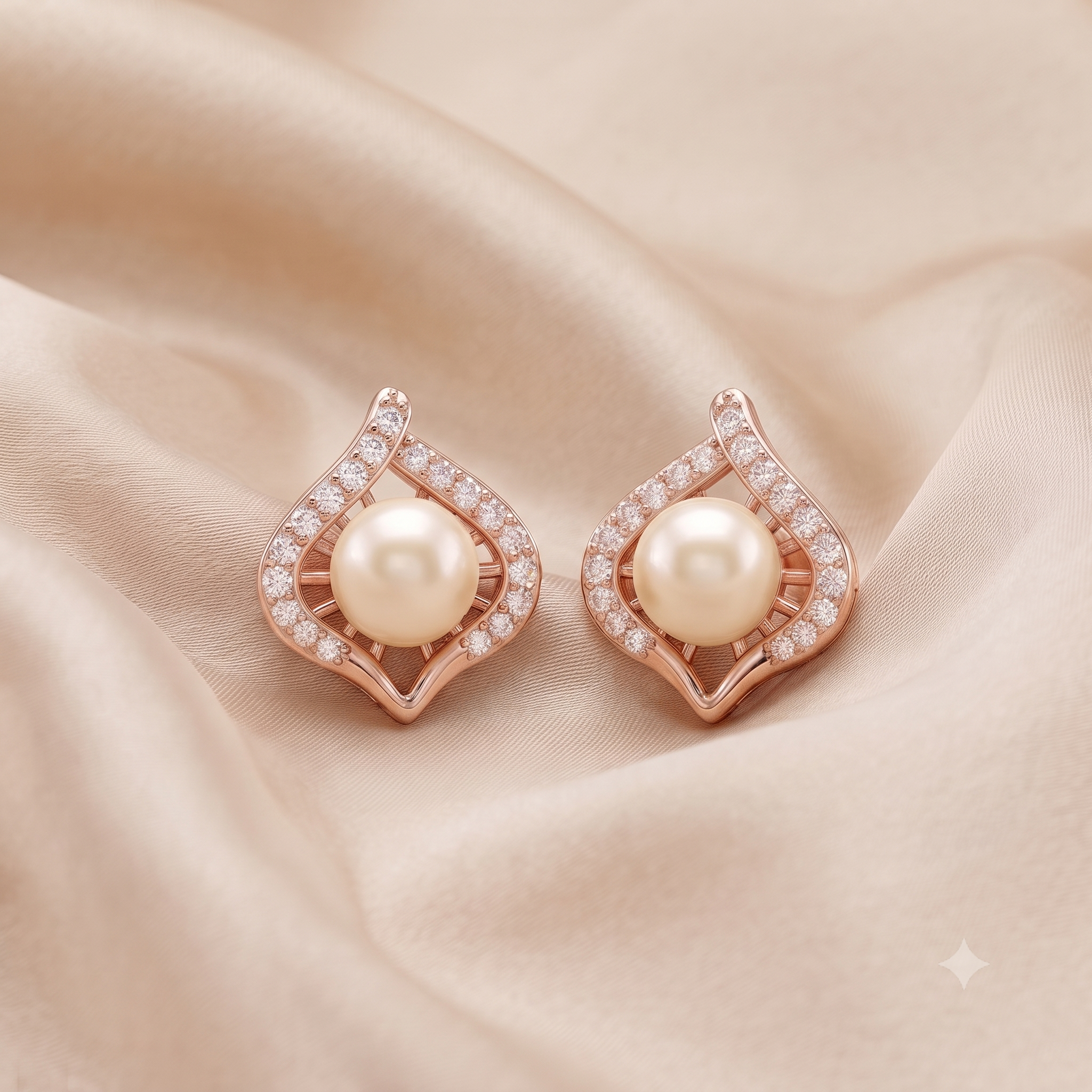 Rose Gold Pearl Stud Earrings