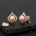 Rose Gold Pearl Stud Earrings