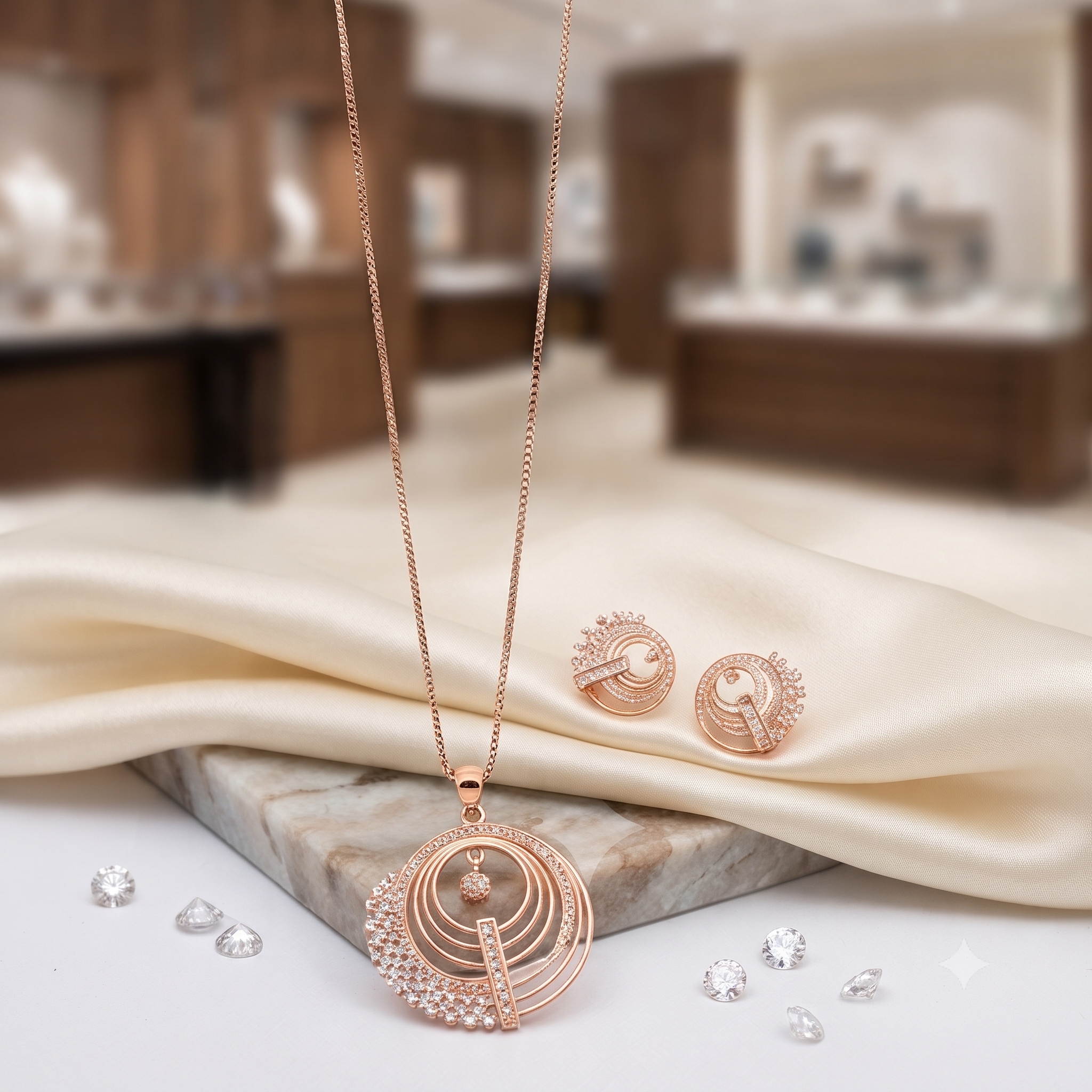 Rose Gold Spiral Jewelry Set