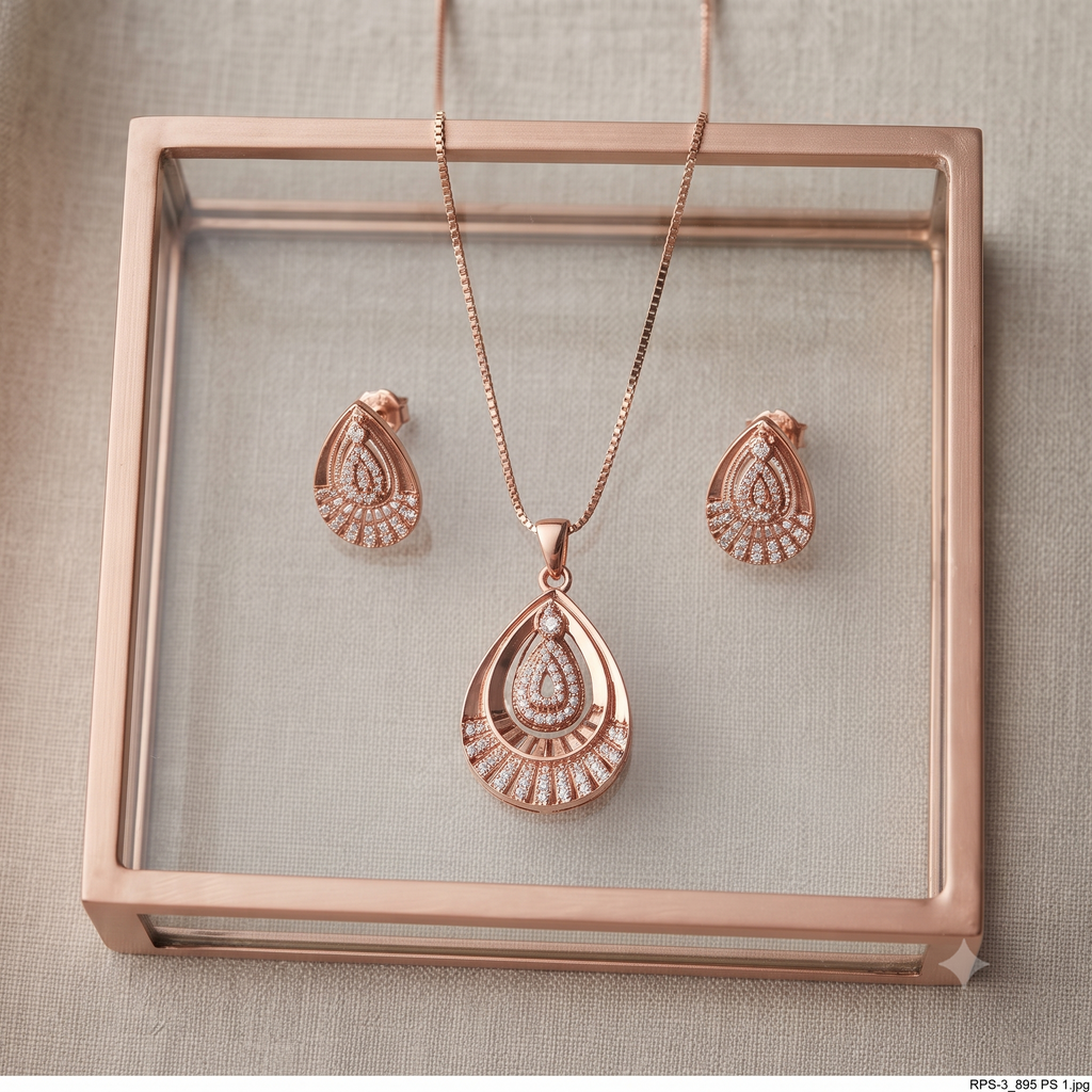 Rose Gold Sphere Tassel Jewelry Set