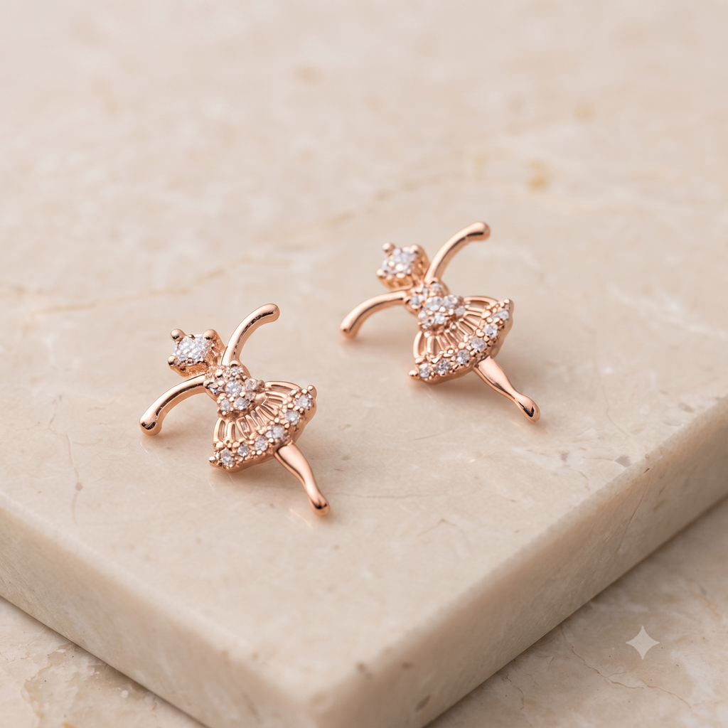 Rose Gold Ballerina Earrings