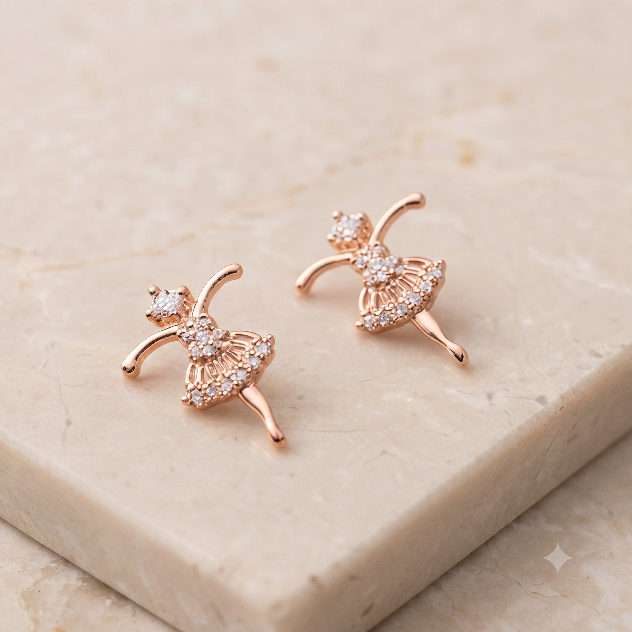Rose Gold Ballerina Earrings