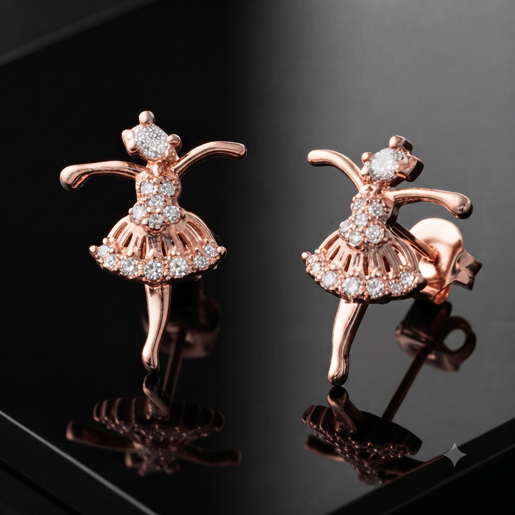 Rose Gold Ballerina Earrings
