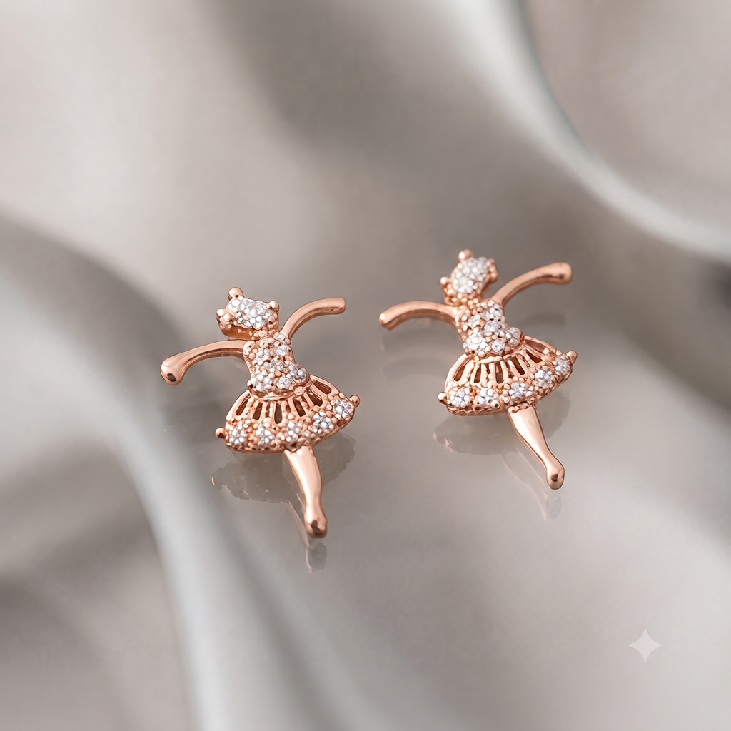 Rose Gold Ballerina Earrings