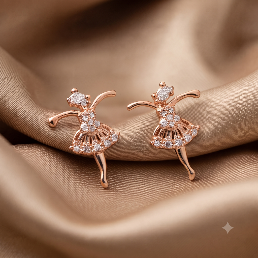 Rose Gold Ballerina Earrings