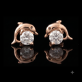 Rose Gold Dolphin Crystal Stud Earrings