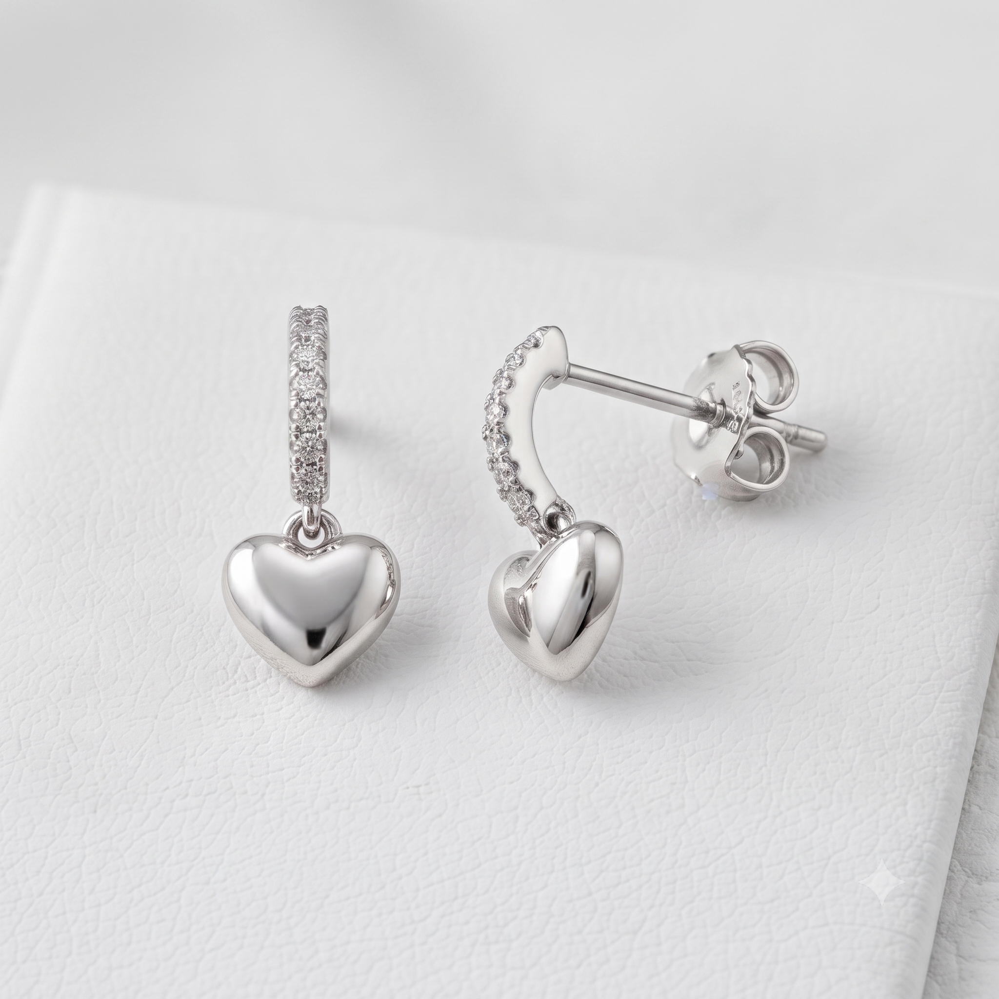 Silver Heart Hoop Earrings