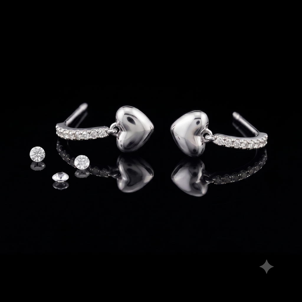 Silver Heart Hoop Earrings