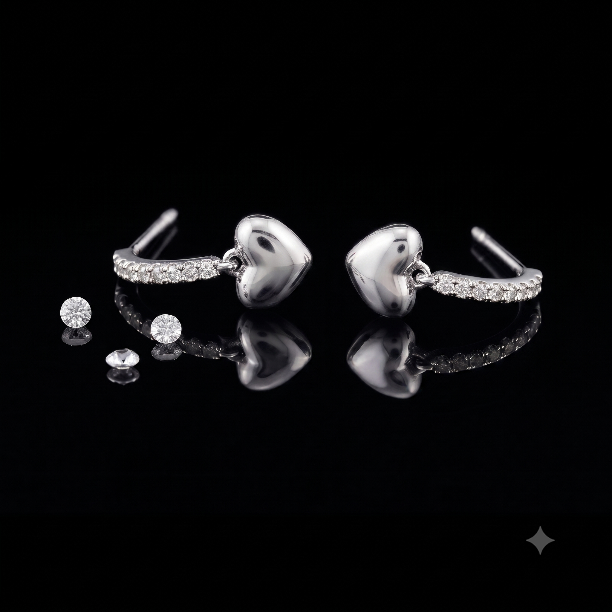 Silver Heart Hoop Earrings