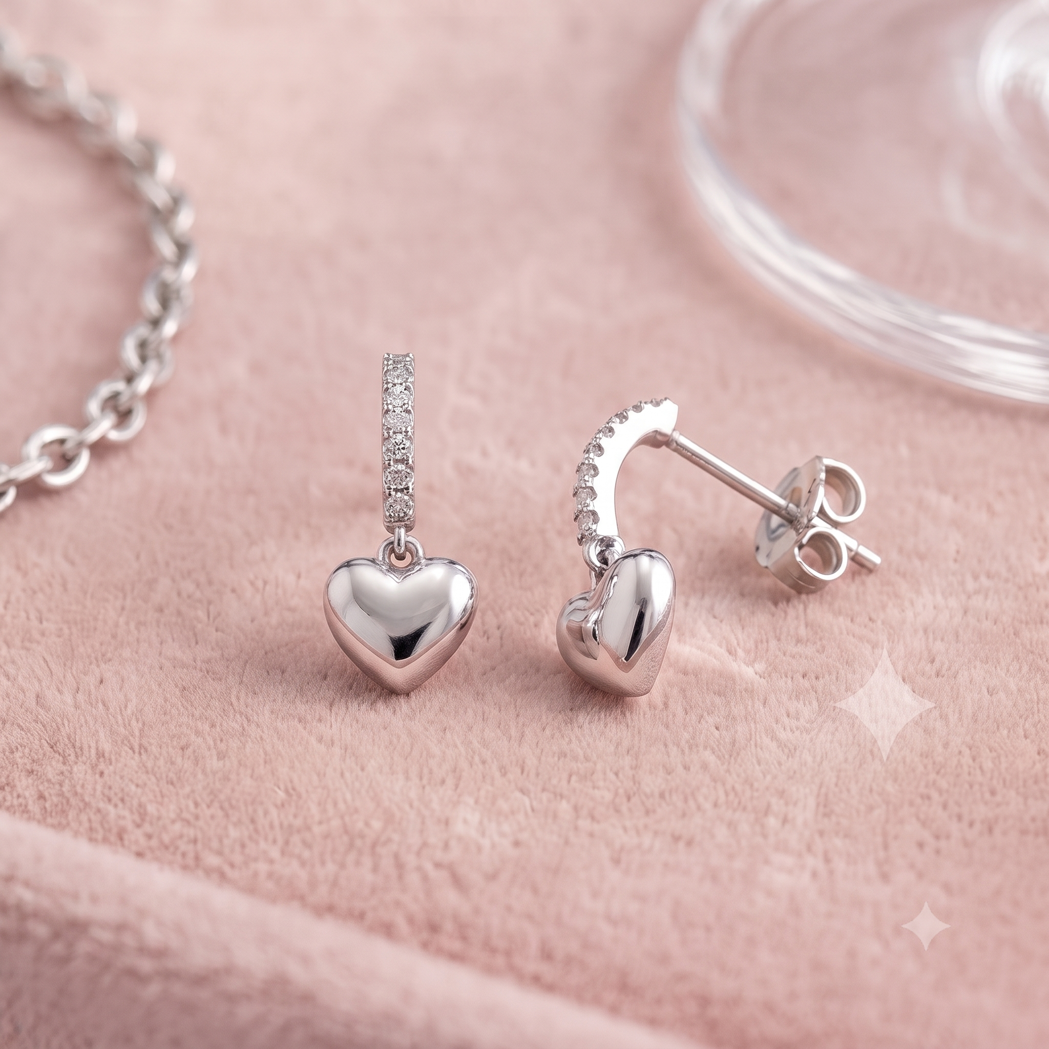Silver Heart Hoop Earrings