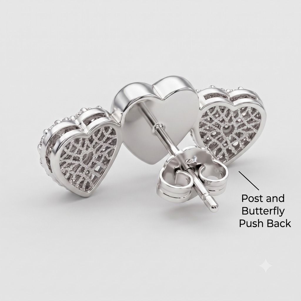 Silver Triple Heart Stud Earrings