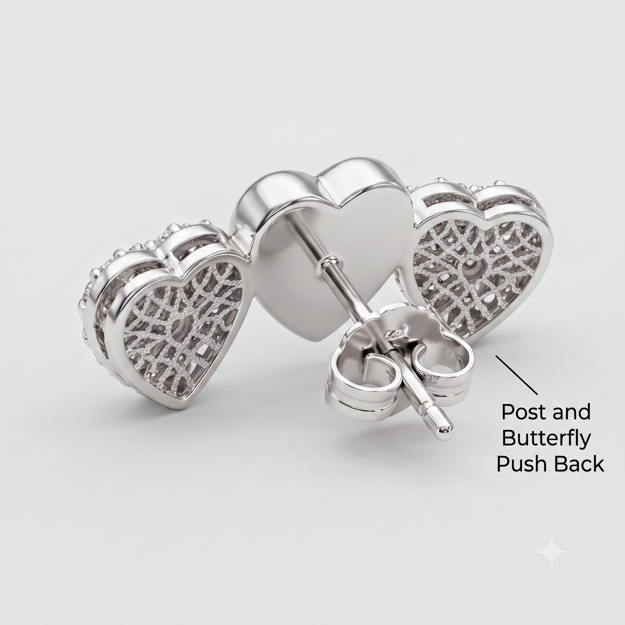 Silver Triple Heart Stud Earrings