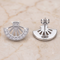 Silver Fan Crystal Stud Earrings