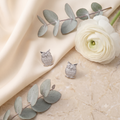 Silver Owl Crystal Stud Earrings