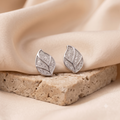 Silver Leaf Crystal Stud Earrings