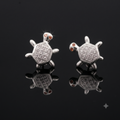 Silver Turtle Crystal Stud Earrings
