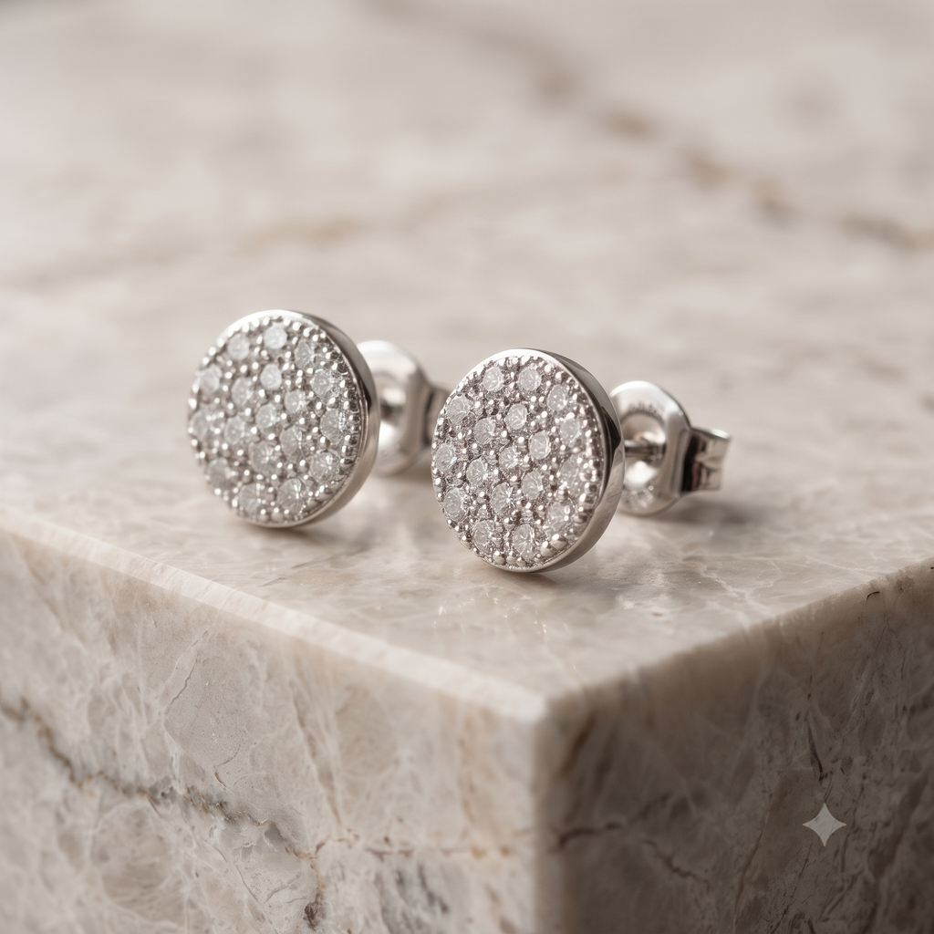 Sparkling Crystal Pavé Round Stud