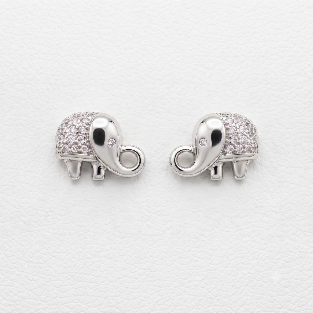 Silver Elephant Stud Earring