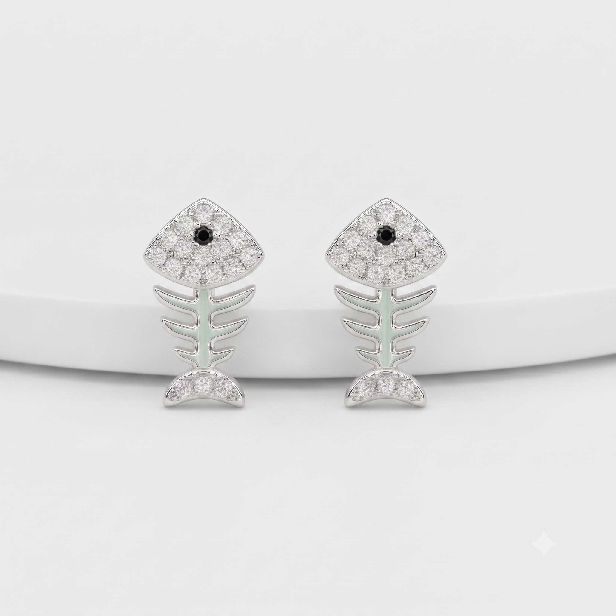 Silver Fishbone Stud Earrings