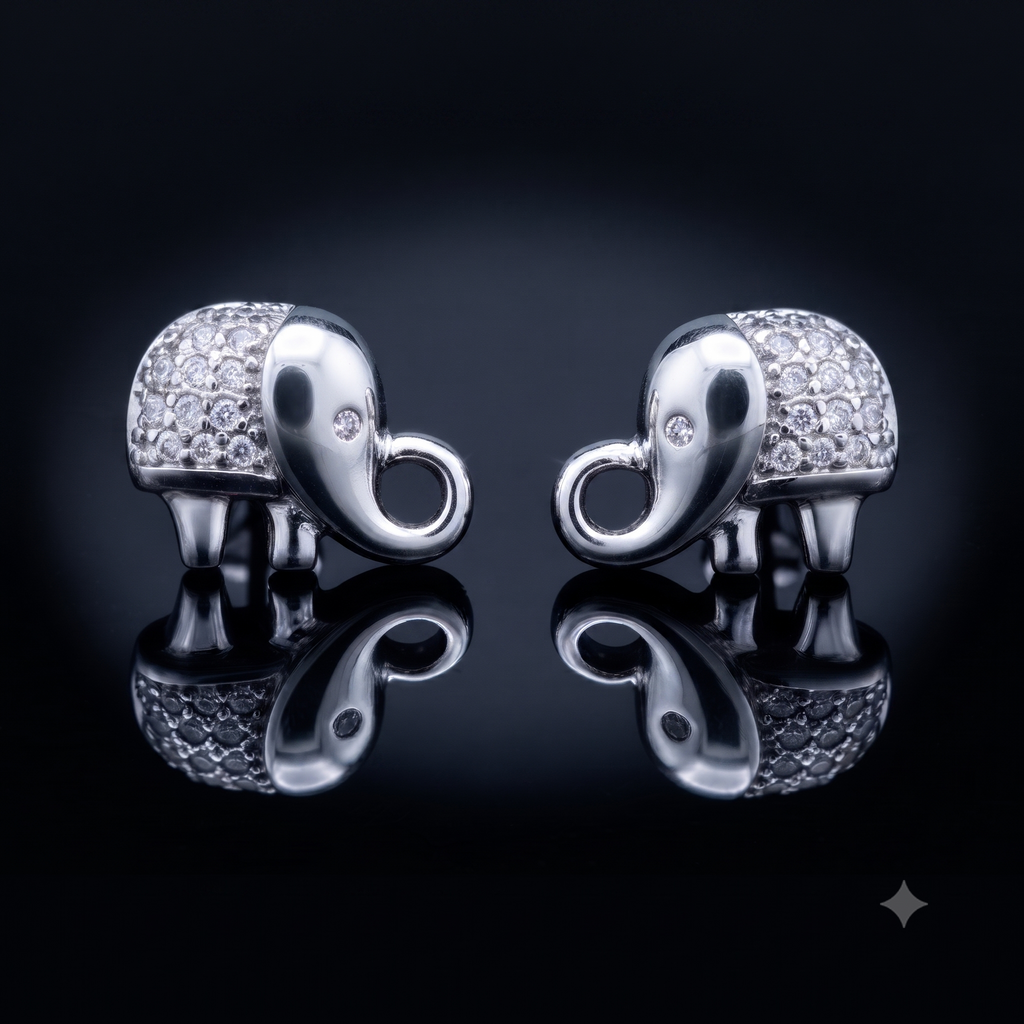 Silver Elephant Stud Earring