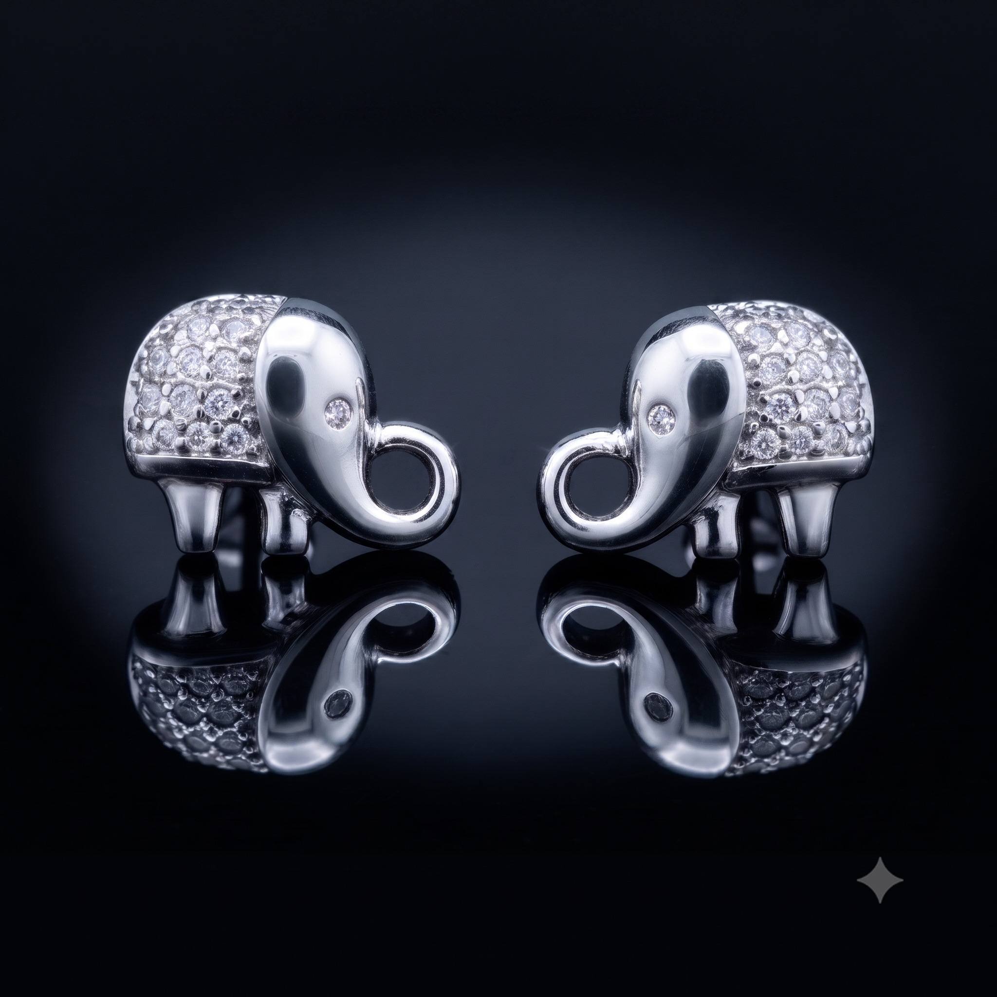 Silver Elephant Stud Earring