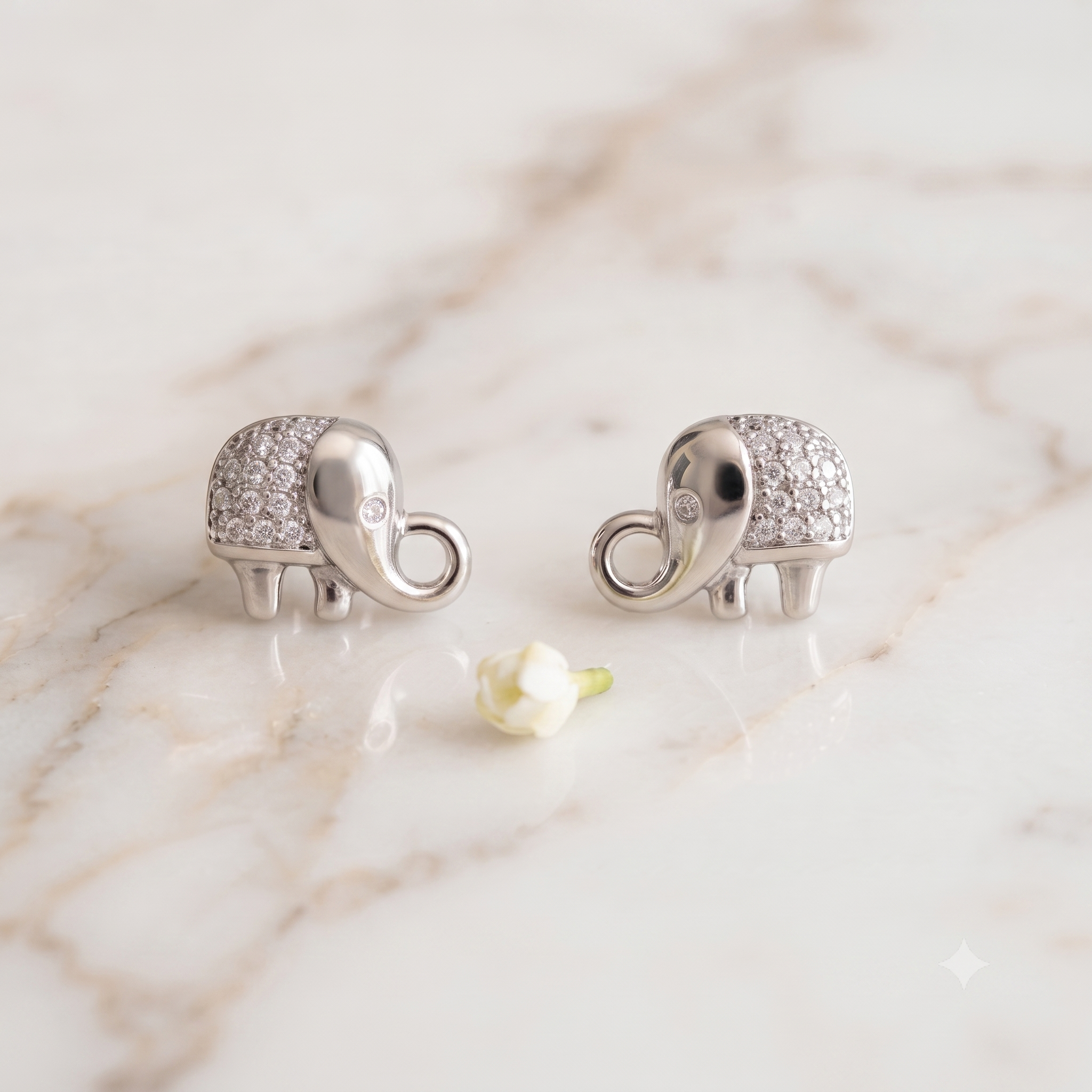 Silver Elephant Stud Earring