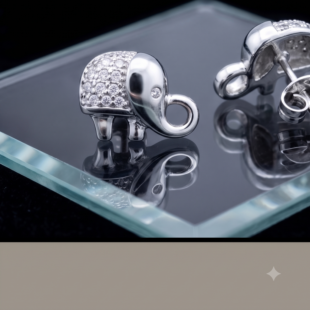 Silver Elephant Stud Earring