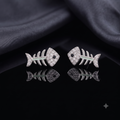 Silver Fishbone Stud Earrings