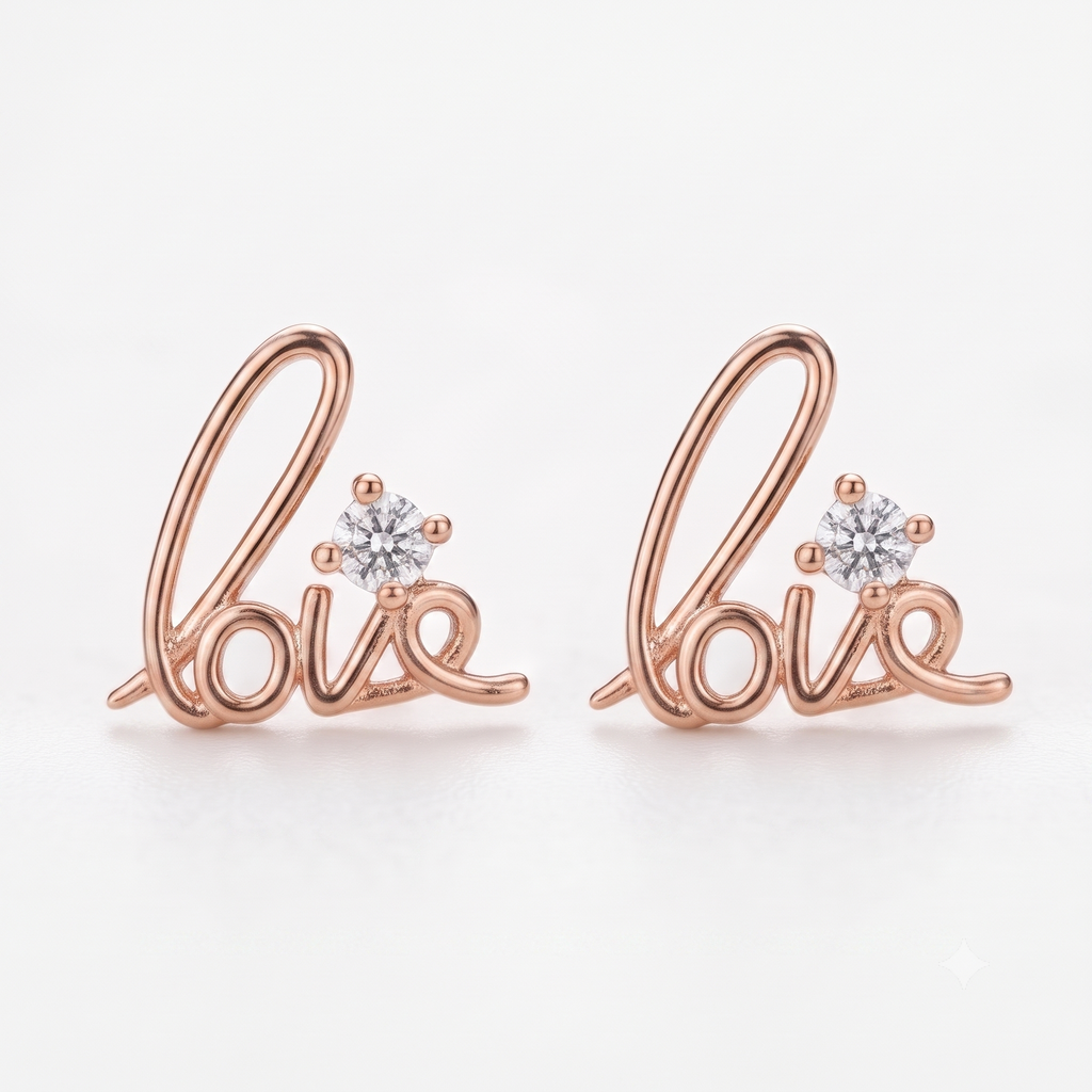 Rose Gold “Love” Stud Earrings