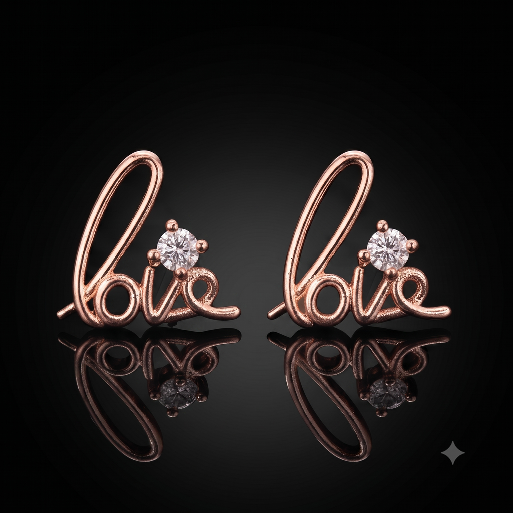 Rose Gold “Love” Stud Earrings