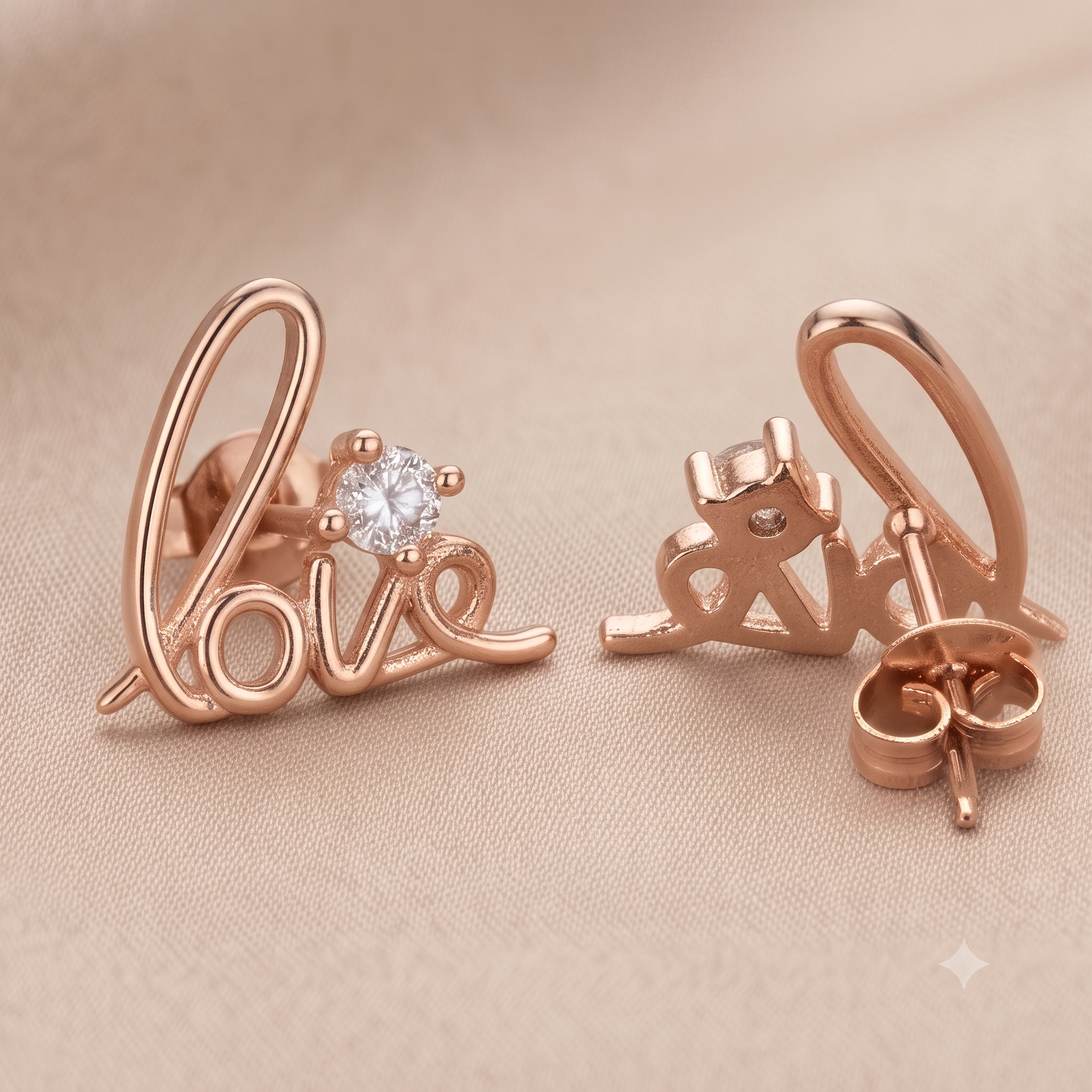 Rose Gold “Love” Stud Earrings
