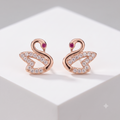 Rose Gold Swan Crystal Stud Earrings