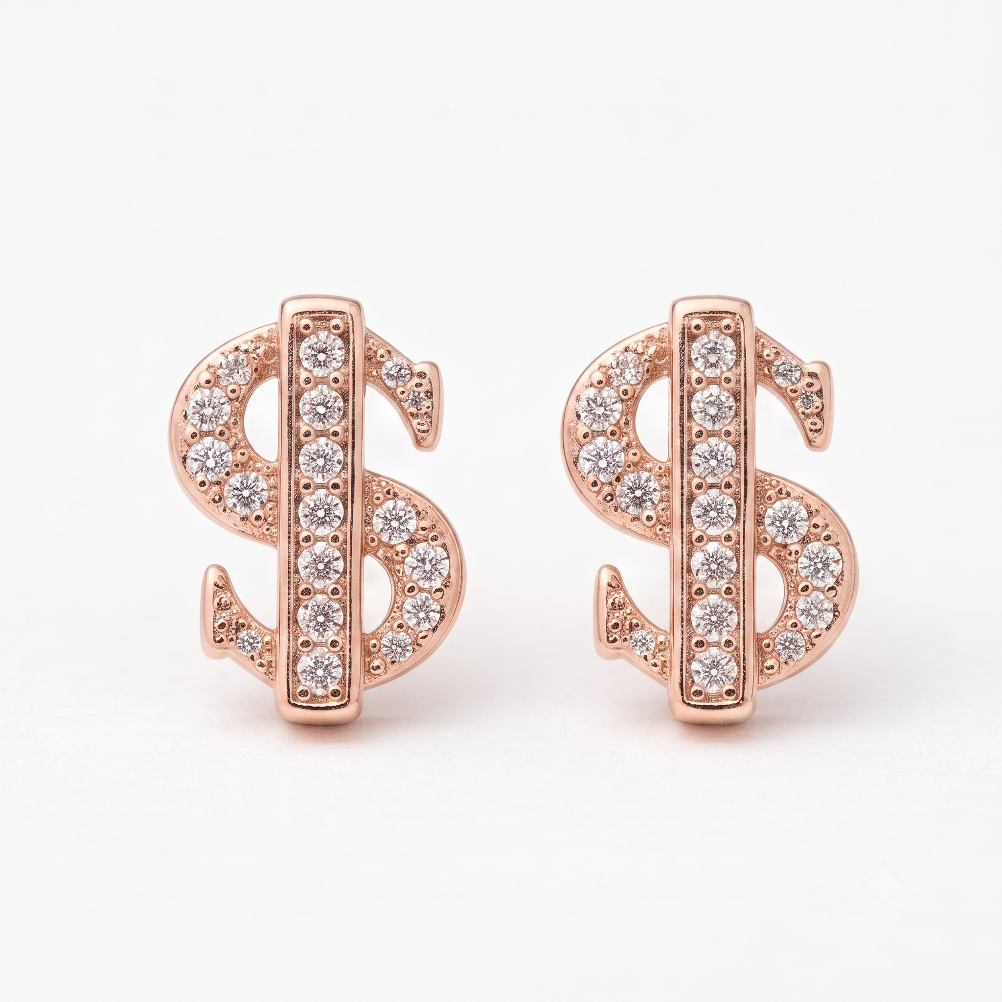 Rose Gold Dollar Sign Stud Earrings