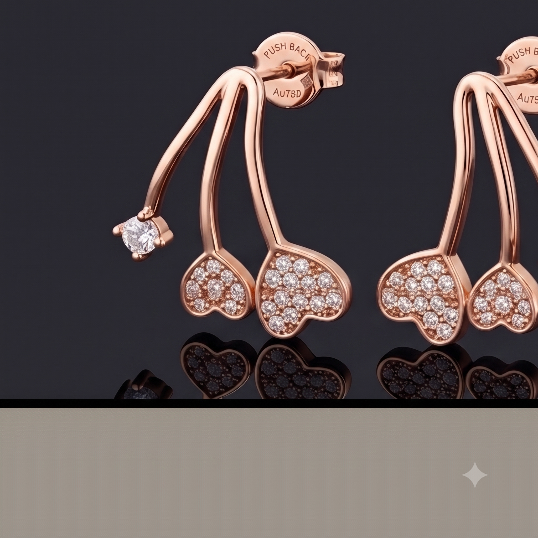 Rose Gold Triple Heart Crystal Earrings