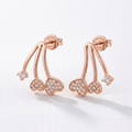 Rose Gold Triple Heart Crystal Earrings