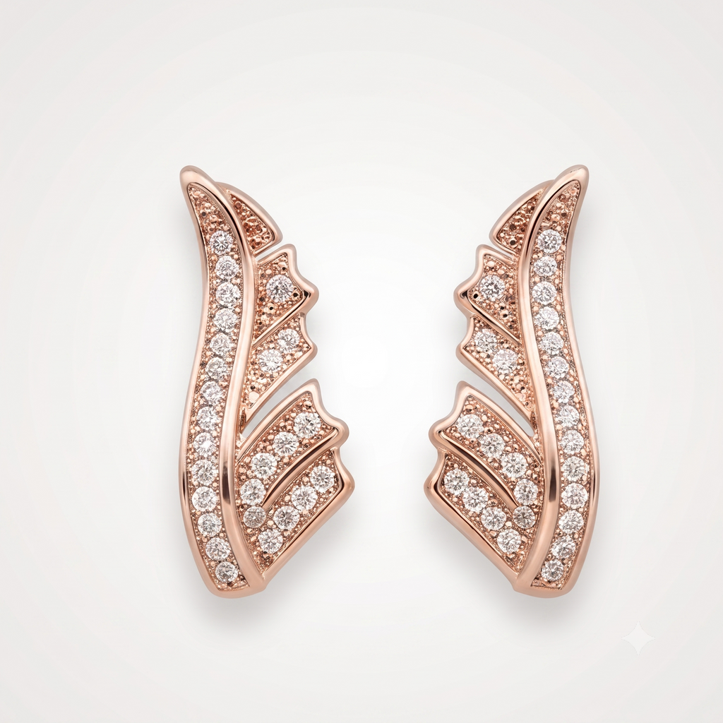 Rose Gold Angel Wing Crystal Earrings