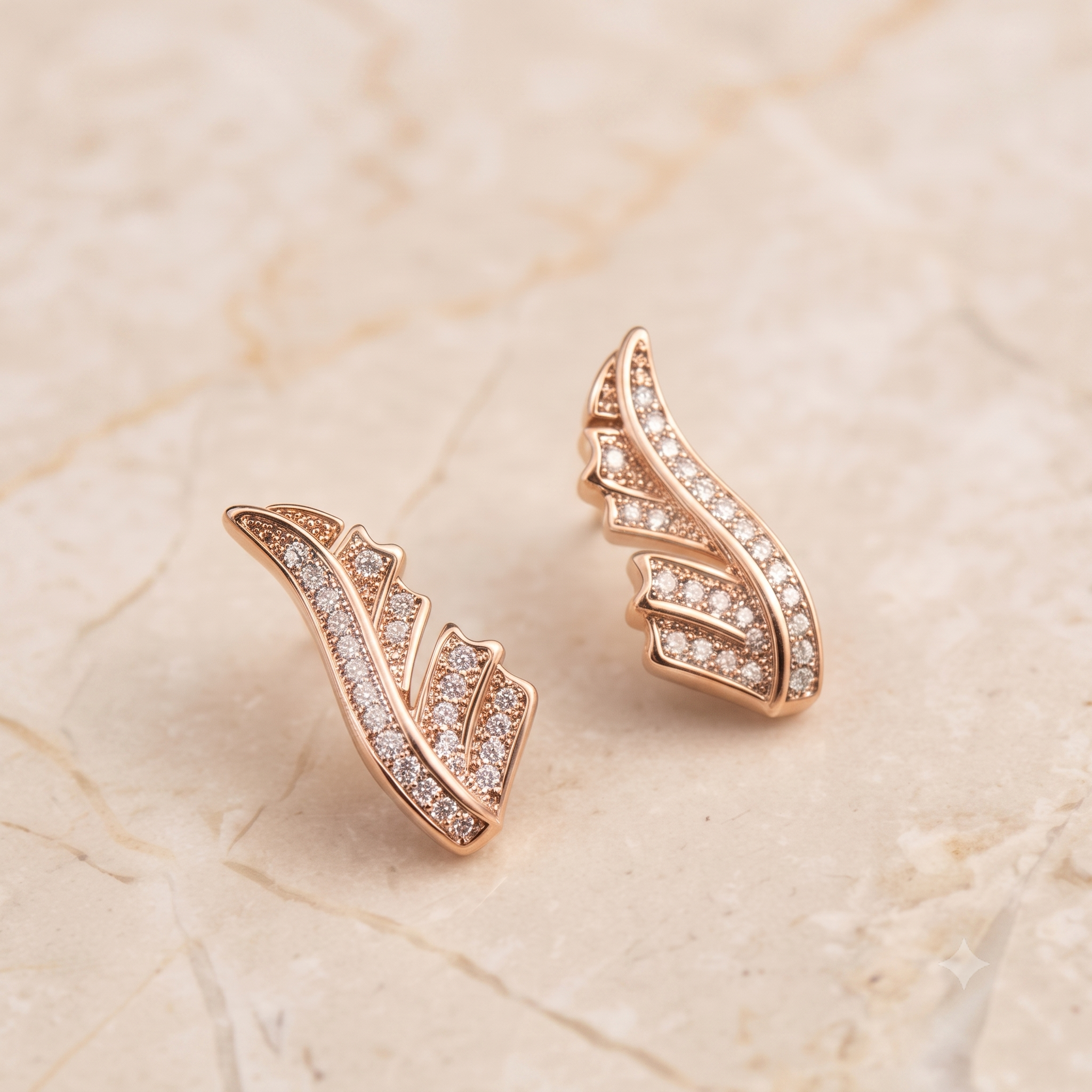 Rose Gold Angel Wing Crystal Earrings