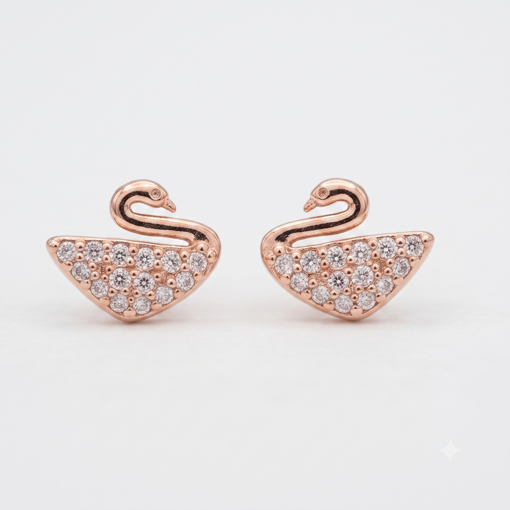 Rose Gold Swan Crystal Stud Earrings