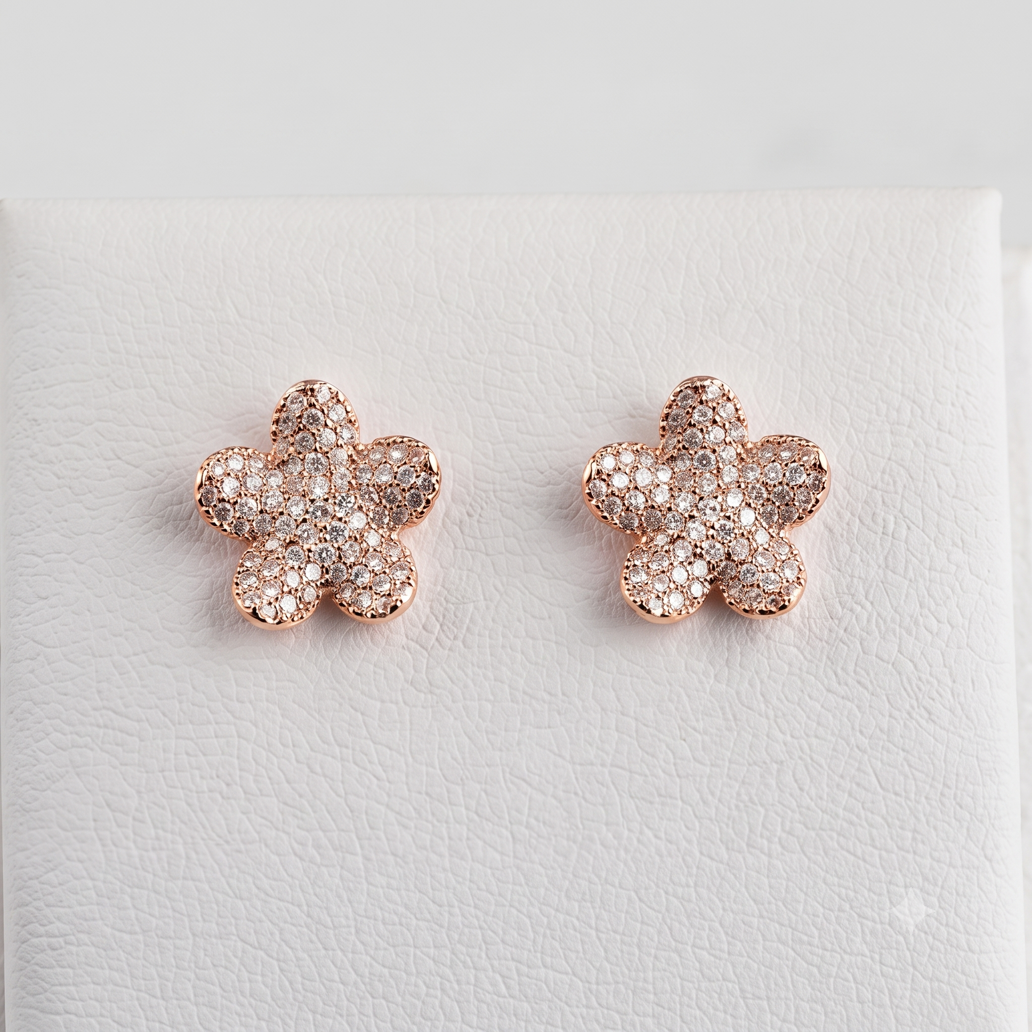 Rose Gold Flower Stud Earrings