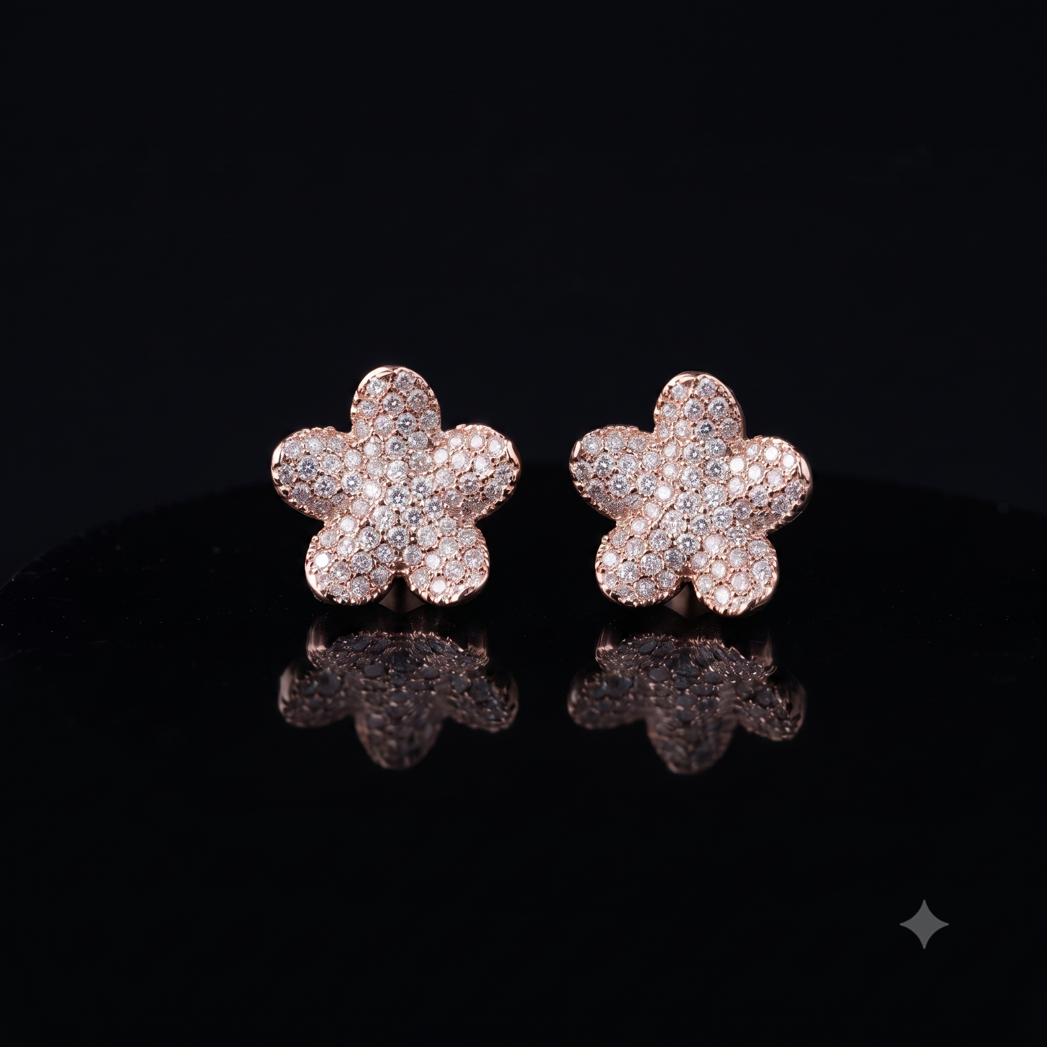 Rose Gold Flower Stud Earrings