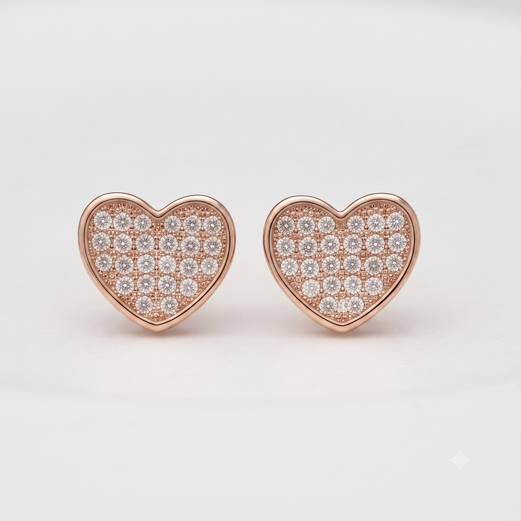 Rose Gold Heart Stud Earrings