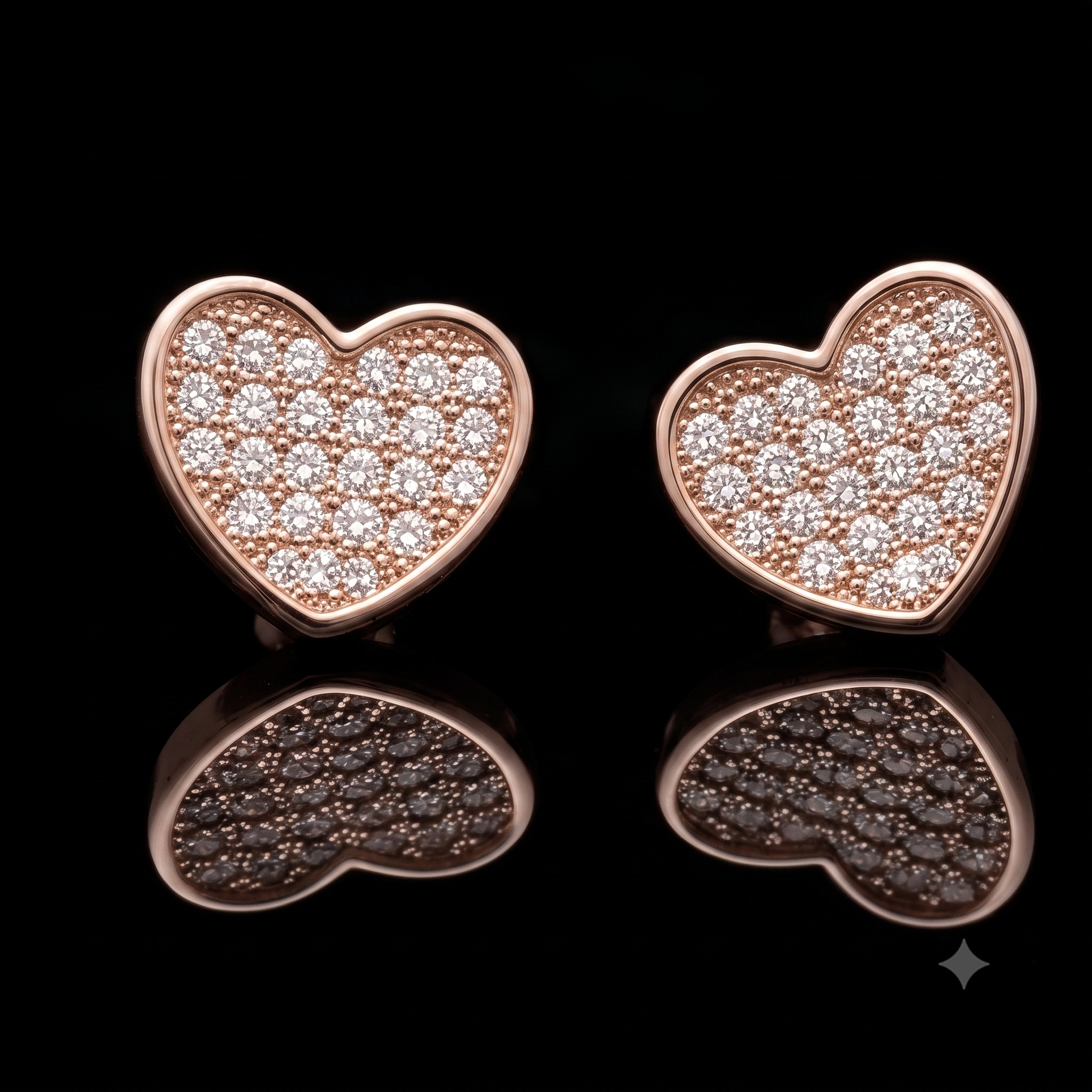 Rose Gold Heart Stud Earrings