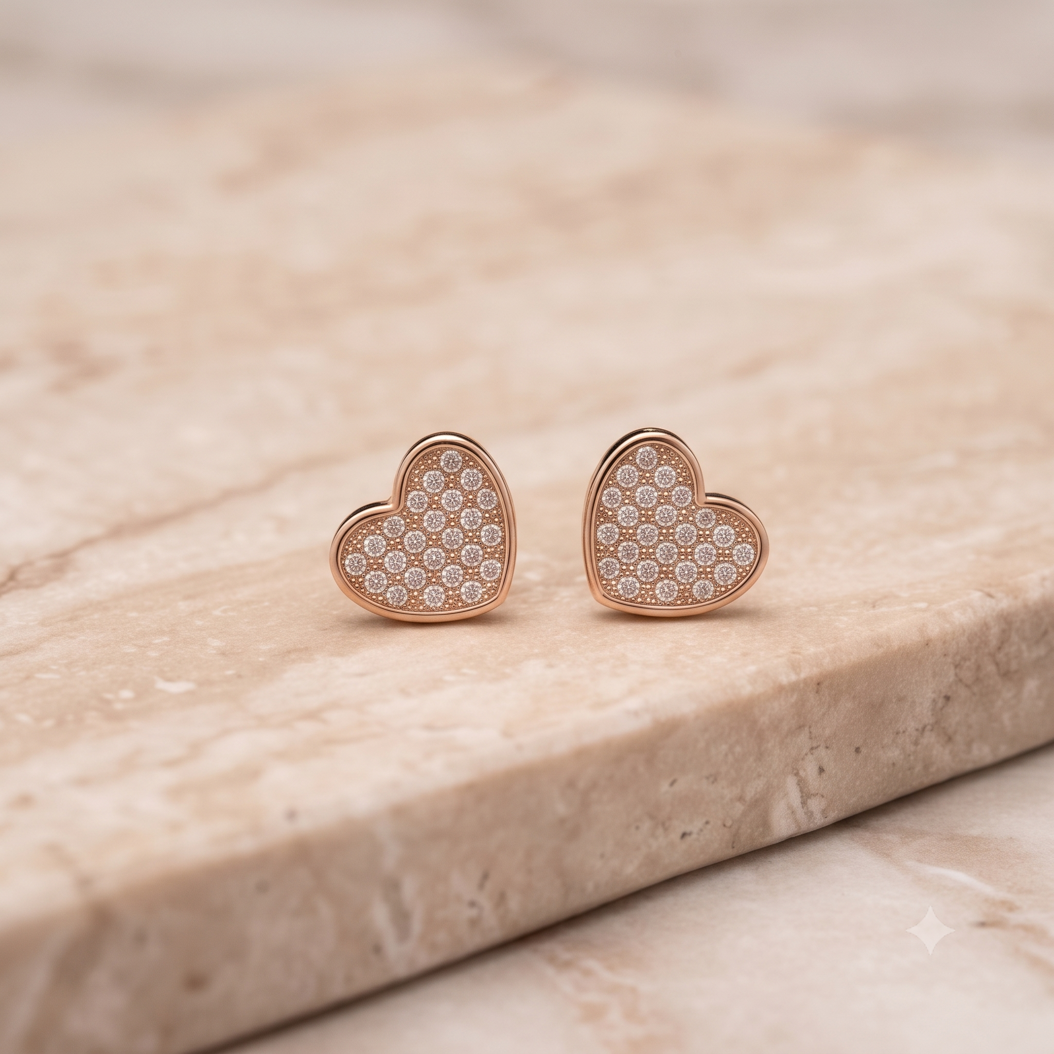 Rose Gold Heart Stud Earrings