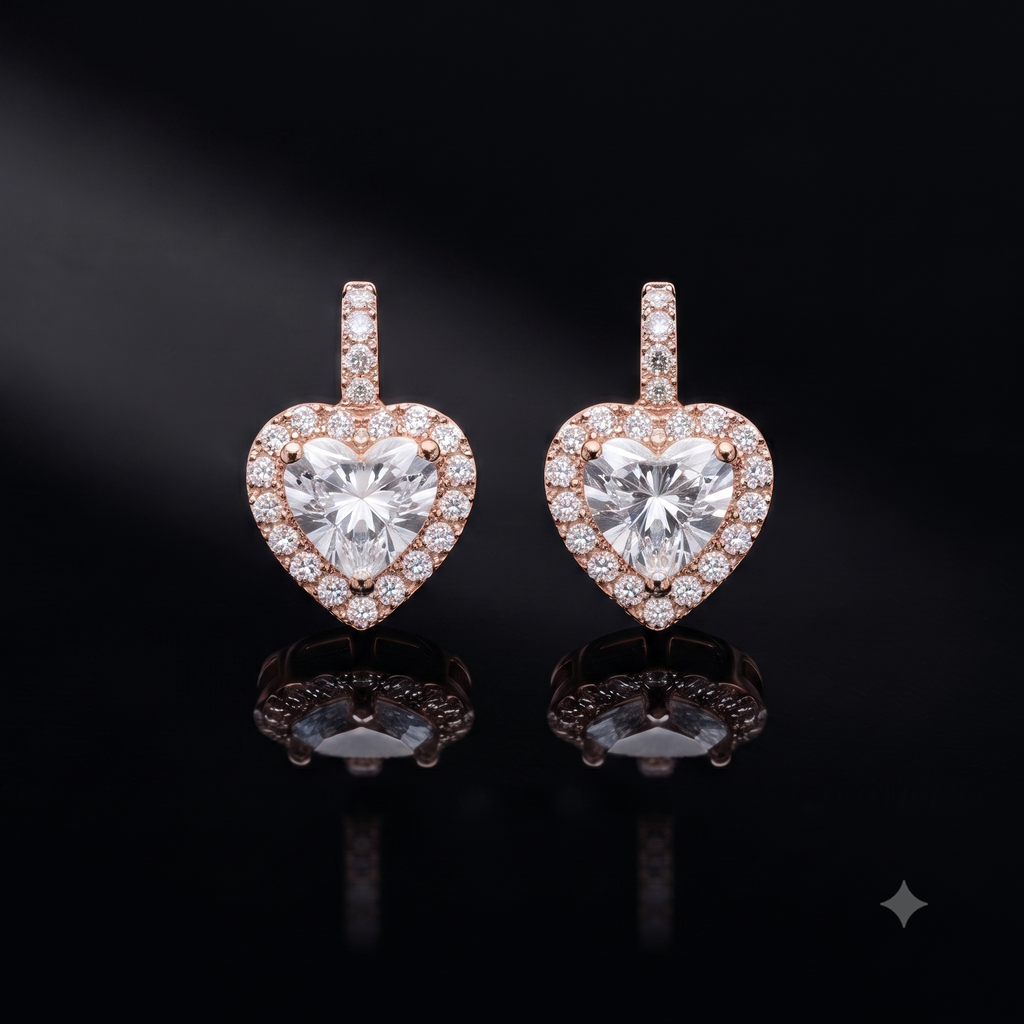 Rose Gold Heart Stud Earrings