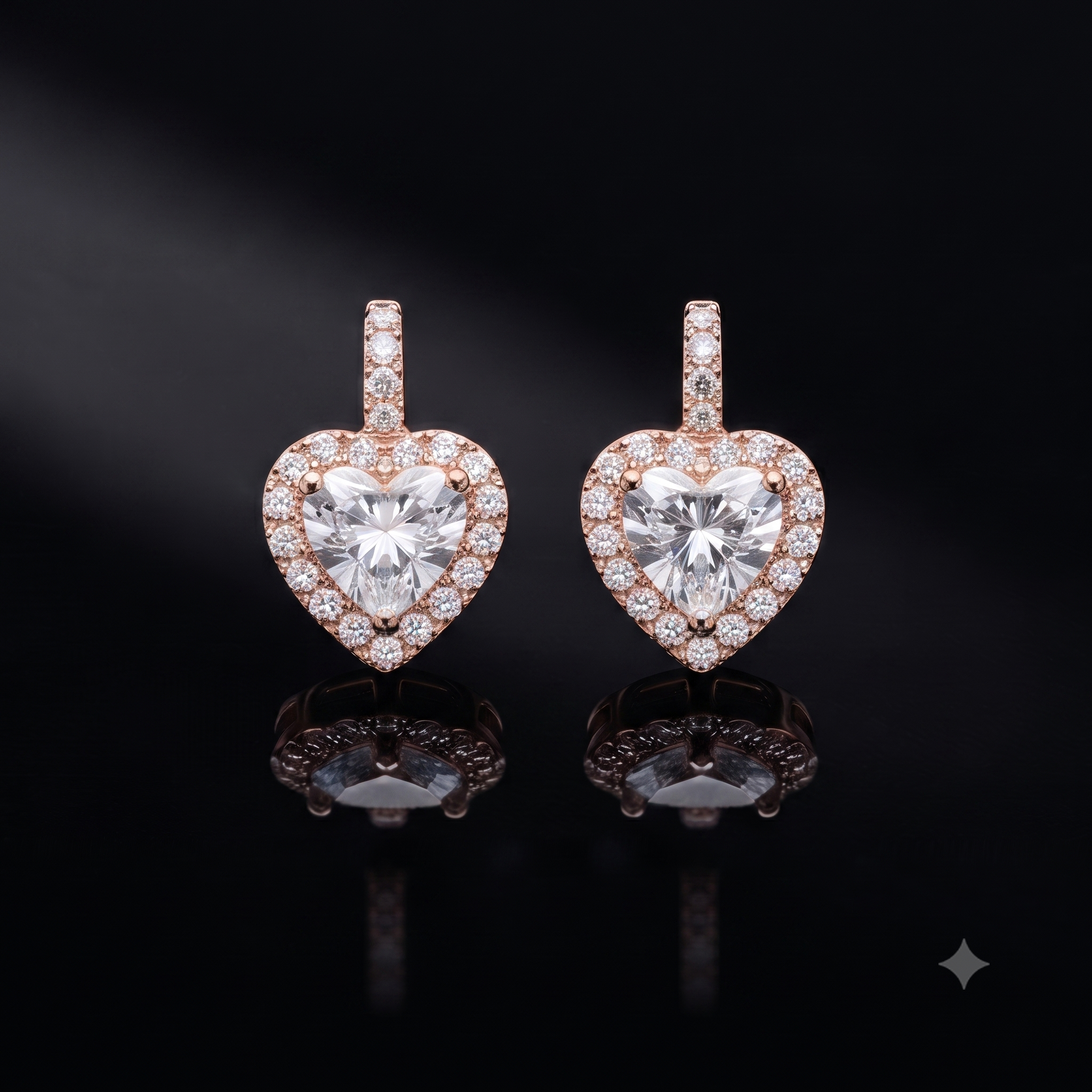 Rose Gold Heart Stud Earrings