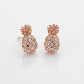 Rose Gold Pineapple Crystal Stud Earrings