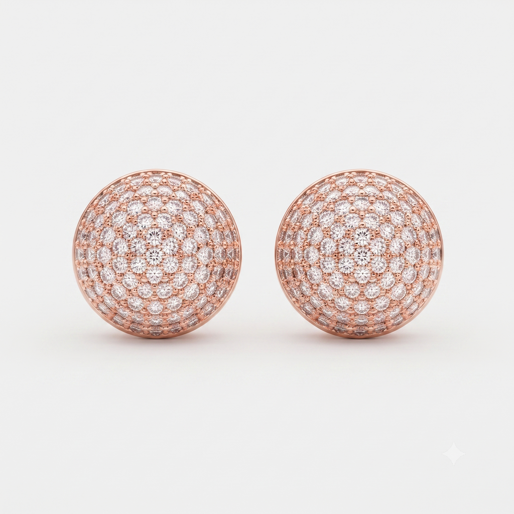 Rose Gold Dome Stud Earrings – Pave Crystal Perfection