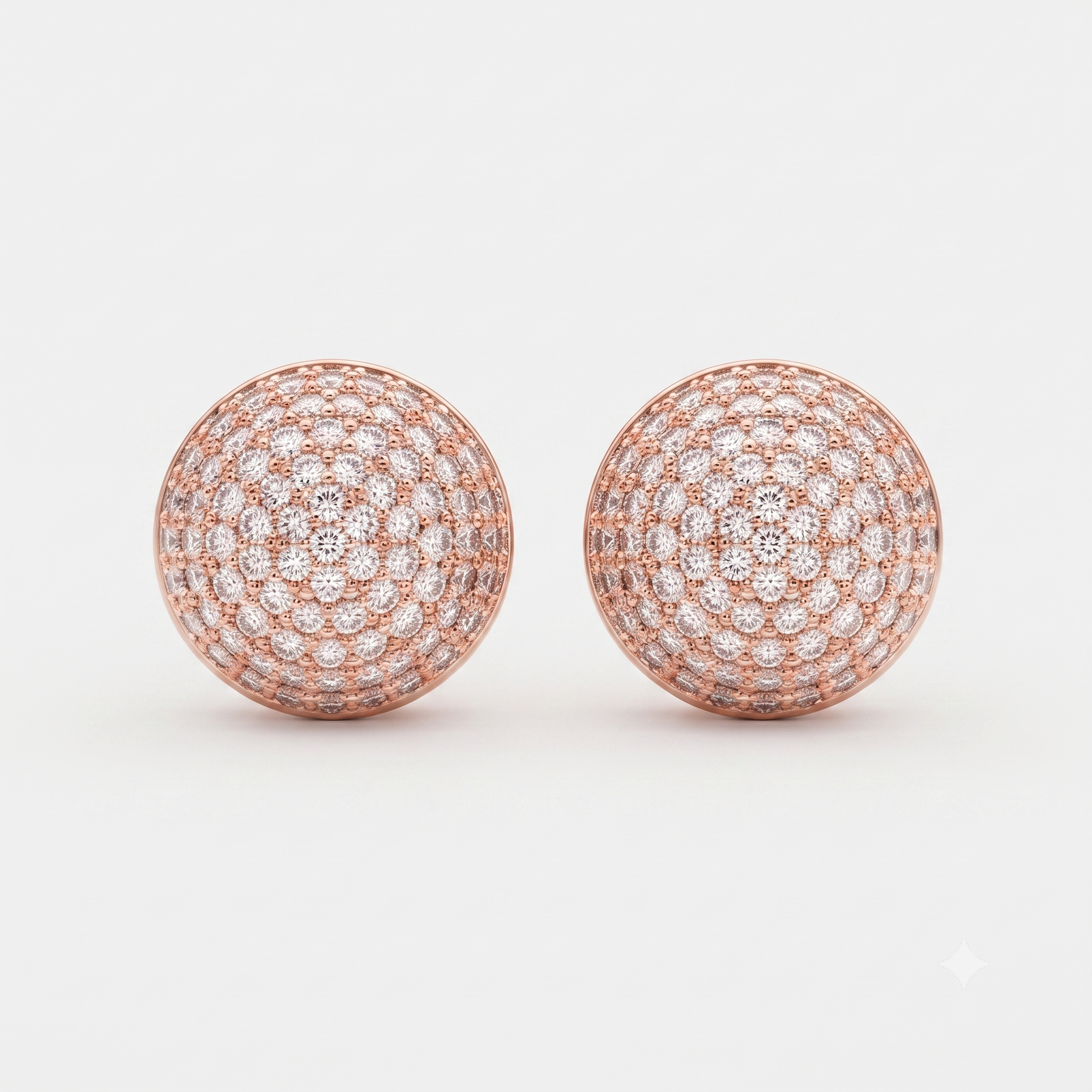 Rose Gold Dome Stud Earrings – Pave Crystal Perfection